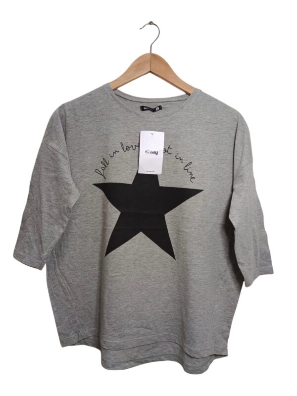 Women's Star Patterned Crew Neck Short Sleeve T-Shirt