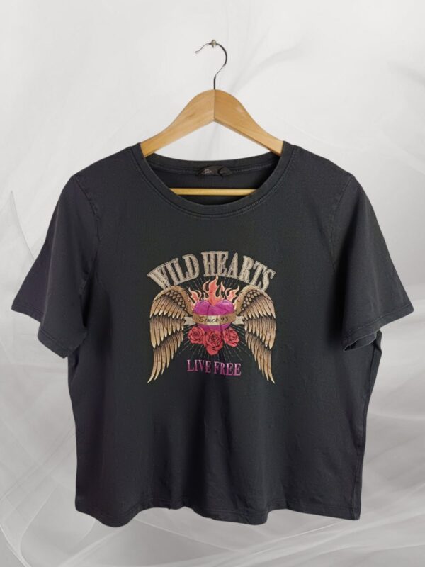 Stonewashed Wild Hearts Short Sleeve Summer Crop